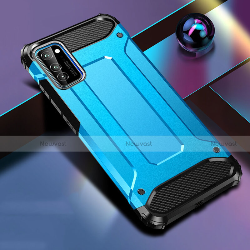 Silicone Matte Finish and Plastic Back Cover Case R01 for Huawei Honor V30 5G Sky Blue