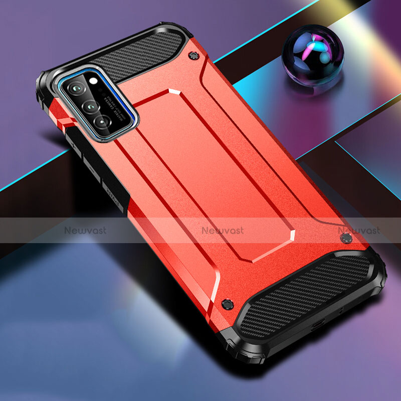 Silicone Matte Finish and Plastic Back Cover Case R01 for Huawei Honor V30 Pro 5G Red