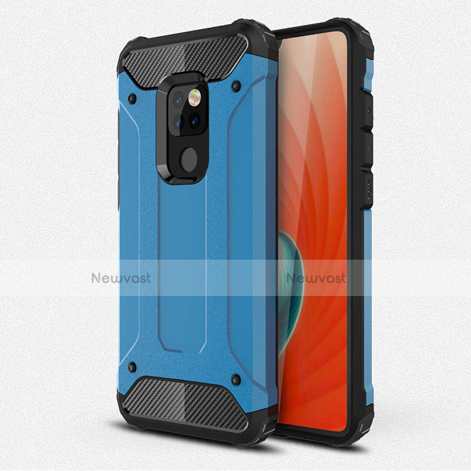 Silicone Matte Finish and Plastic Back Cover Case R01 for Huawei Mate 20 Sky Blue