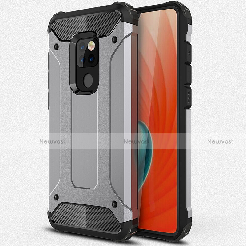 Silicone Matte Finish and Plastic Back Cover Case R01 for Huawei Mate 20 X 5G Gray