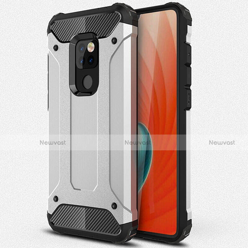 Silicone Matte Finish and Plastic Back Cover Case R01 for Huawei Mate 20 X 5G Silver