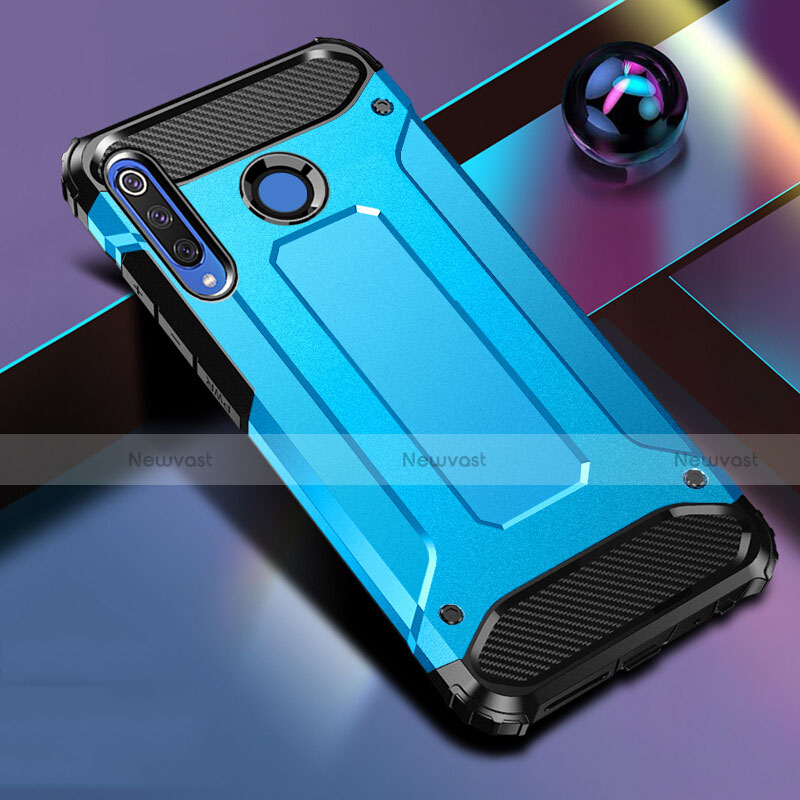 Silicone Matte Finish and Plastic Back Cover Case R01 for Huawei Nova 4e Sky Blue