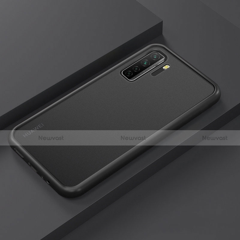 Silicone Matte Finish and Plastic Back Cover Case R01 for Huawei Nova 7 SE 5G Black