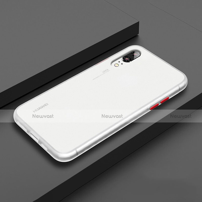 Silicone Matte Finish and Plastic Back Cover Case R01 for Huawei P20 White