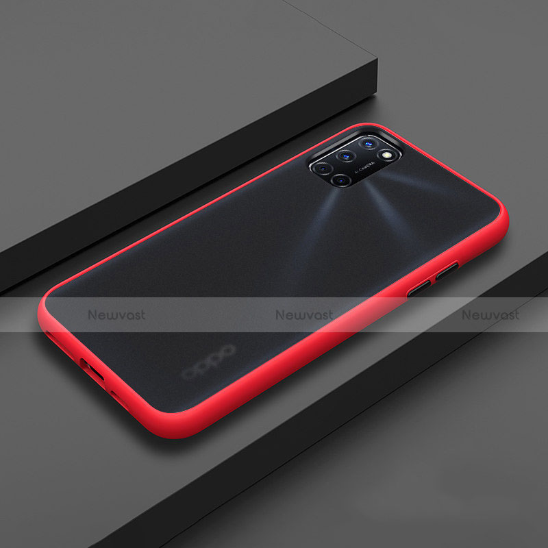 Silicone Matte Finish and Plastic Back Cover Case R01 for Oppo A52 Red