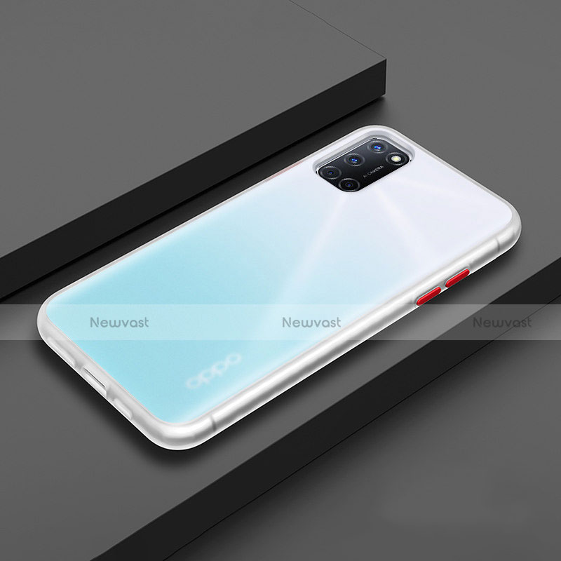 Silicone Matte Finish and Plastic Back Cover Case R01 for Oppo A92 White