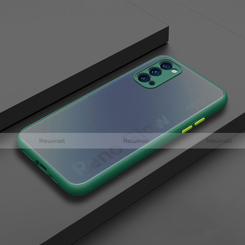 Silicone Matte Finish and Plastic Back Cover Case R01 for Oppo Reno4 Pro 5G Green