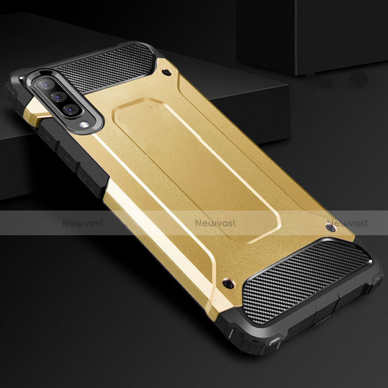 Silicone Matte Finish and Plastic Back Cover Case R01 for Samsung Galaxy A70S Gold