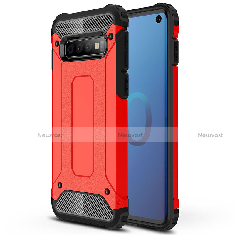 Silicone Matte Finish and Plastic Back Cover Case R01 for Samsung Galaxy S10 5G Red