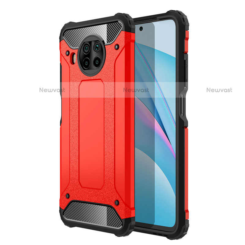 Silicone Matte Finish and Plastic Back Cover Case R01 for Xiaomi Mi 10i 5G Red