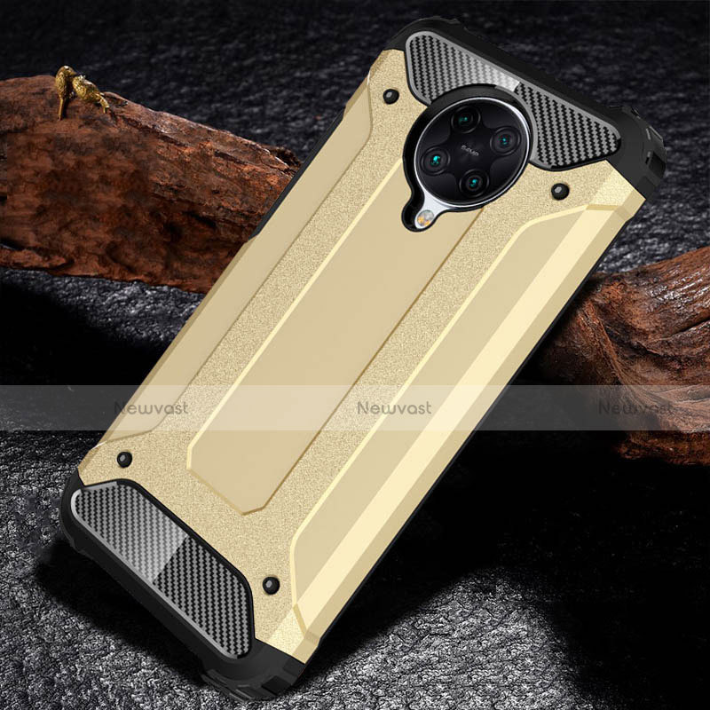 Silicone Matte Finish and Plastic Back Cover Case R01 for Xiaomi Poco F2 Pro Gold