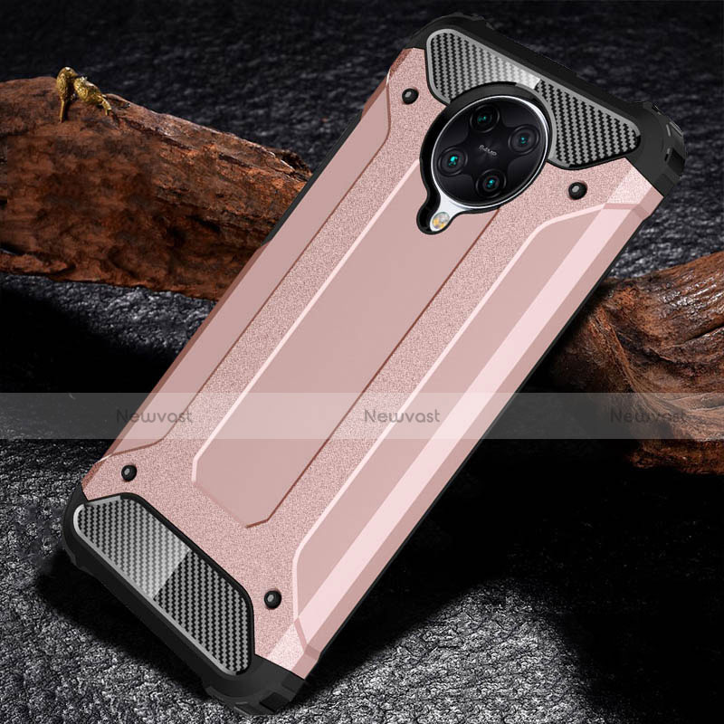 Silicone Matte Finish and Plastic Back Cover Case R01 for Xiaomi Redmi K30 Pro 5G Rose Gold