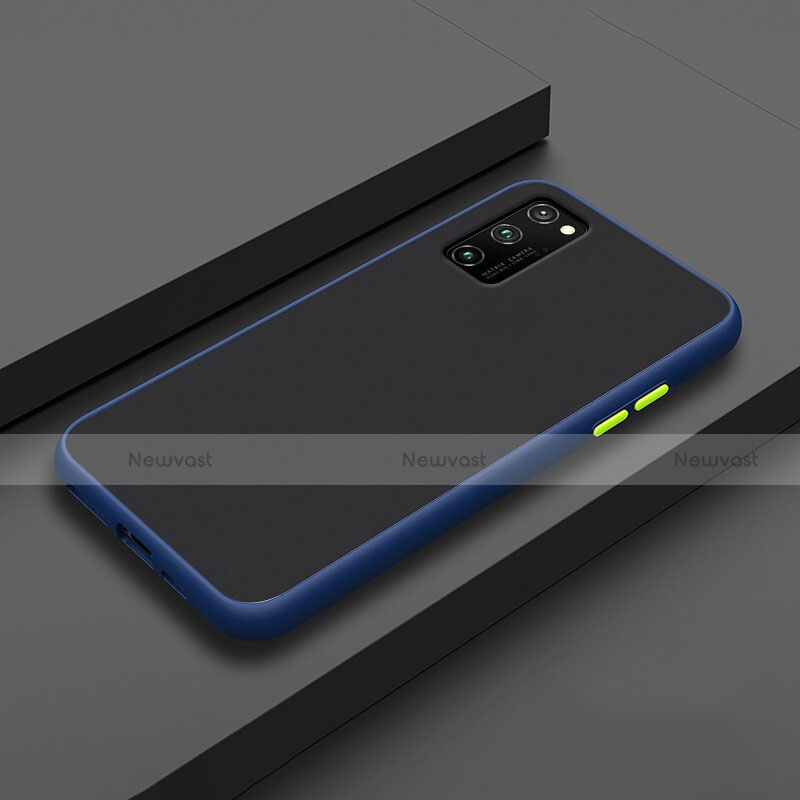 Silicone Matte Finish and Plastic Back Cover Case R02 for Huawei Honor V30 5G Blue