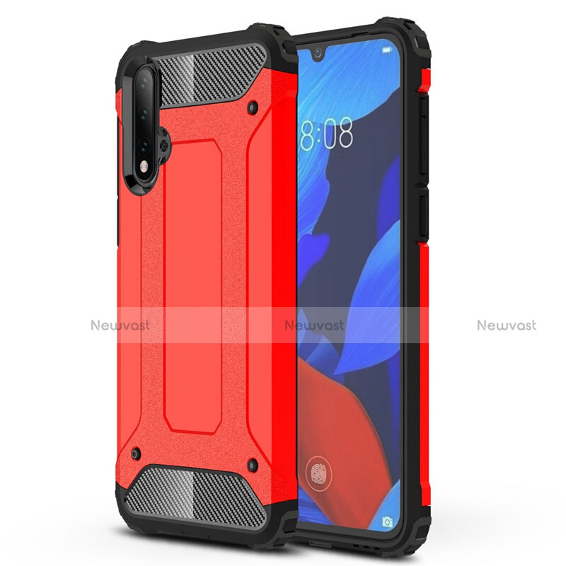 Silicone Matte Finish and Plastic Back Cover Case R02 for Huawei Nova 5 Red