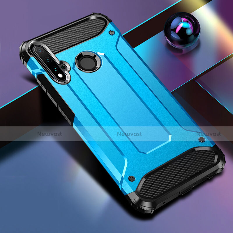 Silicone Matte Finish and Plastic Back Cover Case R02 for Huawei Nova 5i Sky Blue