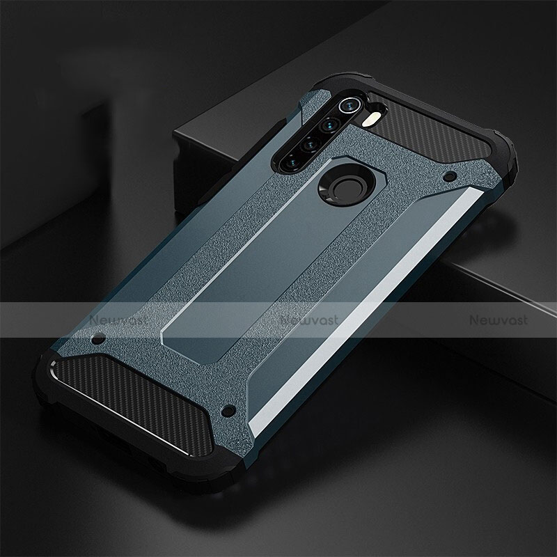 Silicone Matte Finish and Plastic Back Cover Case R02 for Xiaomi Redmi Note 8 (2021) Blue