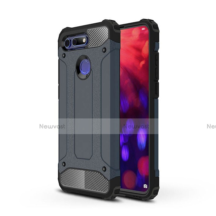 Silicone Matte Finish and Plastic Back Cover Case R03 for Huawei Honor V20 Gray