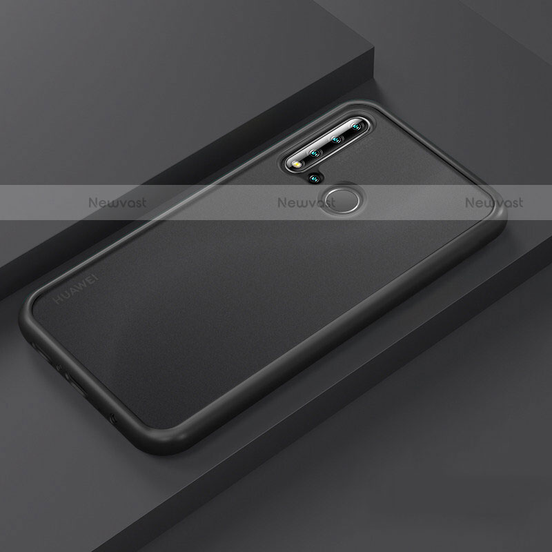 Silicone Matte Finish and Plastic Back Cover Case R03 for Huawei P20 Lite (2019) Black