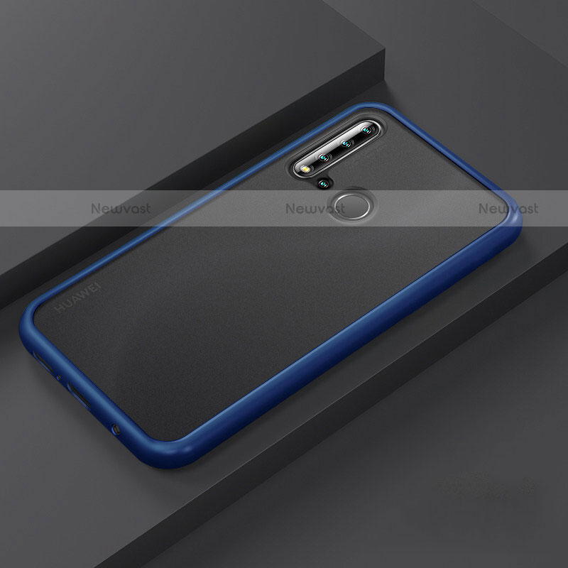 Silicone Matte Finish and Plastic Back Cover Case R03 for Huawei P20 Lite (2019) Blue