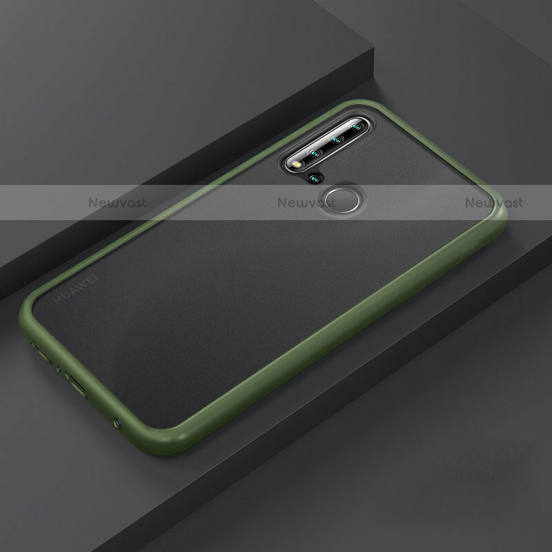 Silicone Matte Finish and Plastic Back Cover Case R03 for Huawei P20 Lite (2019) Green