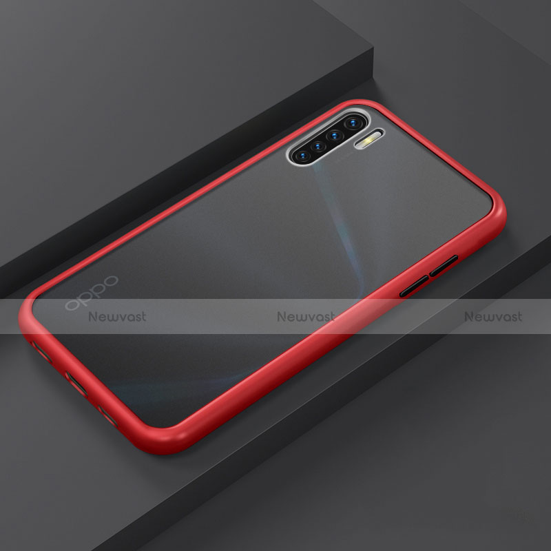 Silicone Matte Finish and Plastic Back Cover Case R03 for Oppo A91 Red