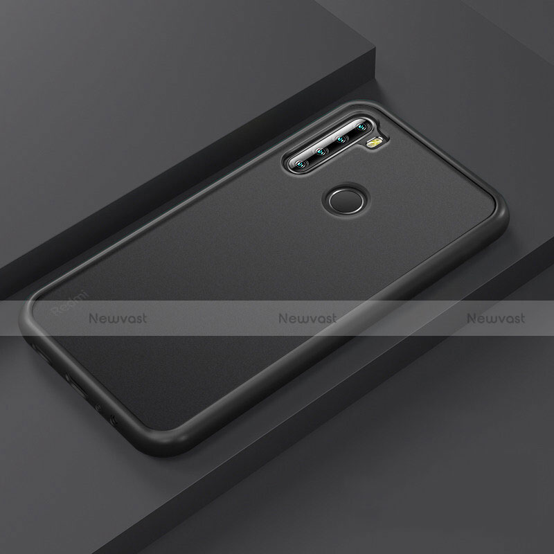 Silicone Matte Finish and Plastic Back Cover Case R03 for Xiaomi Redmi Note 8 (2021) Black