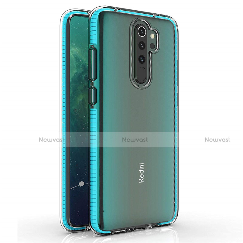 Silicone Matte Finish and Plastic Back Cover Case R03 for Xiaomi Redmi Note 8 Pro Cyan