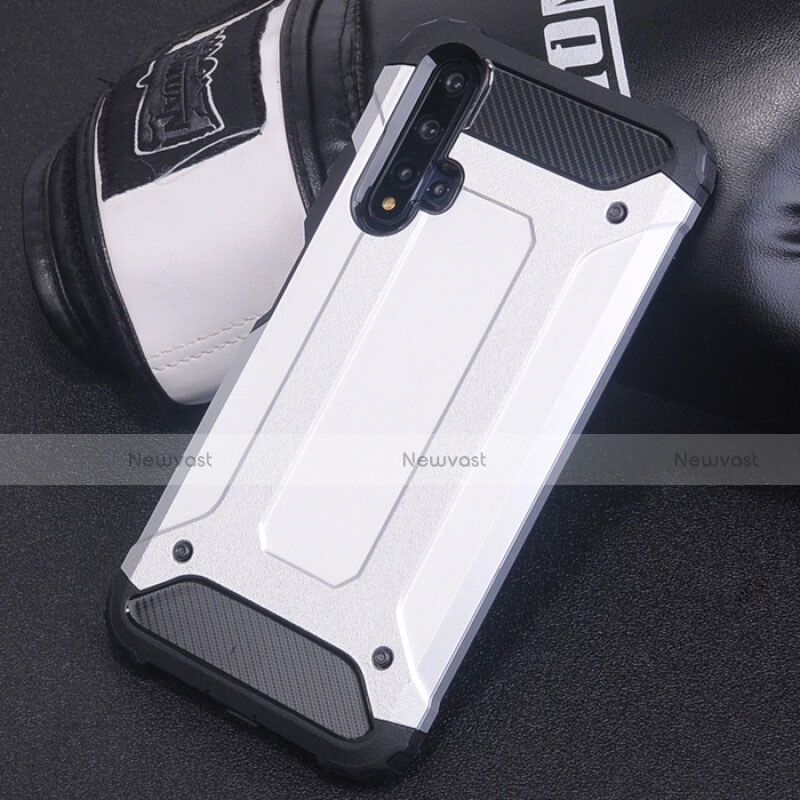 Silicone Matte Finish and Plastic Back Cover Case R04 for Huawei Nova 5 Pro Silver