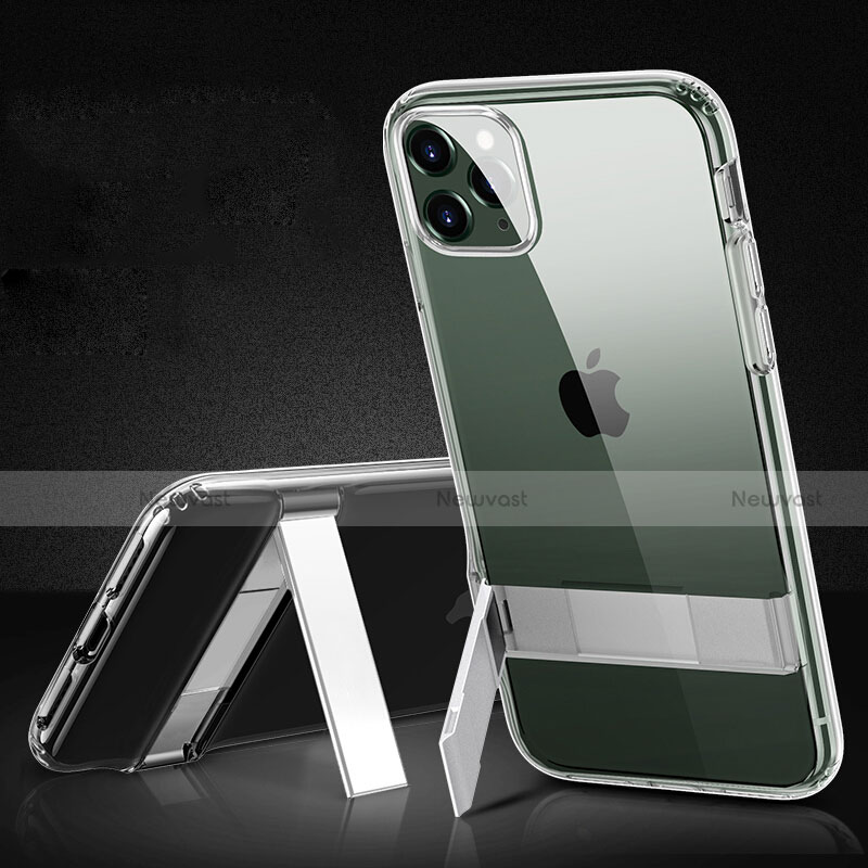 Silicone Matte Finish and Plastic Back Cover Case S01 for Apple iPhone 11 Pro Max Clear