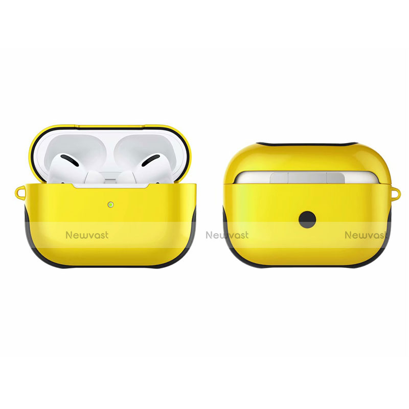 Silicone Matte Finish and Plastic Back Cover Case U01 for Apple AirPods Pro Yellow