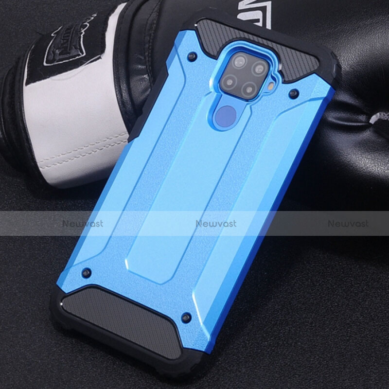 Silicone Matte Finish and Plastic Back Cover Case U01 for Huawei Nova 5i Pro Sky Blue