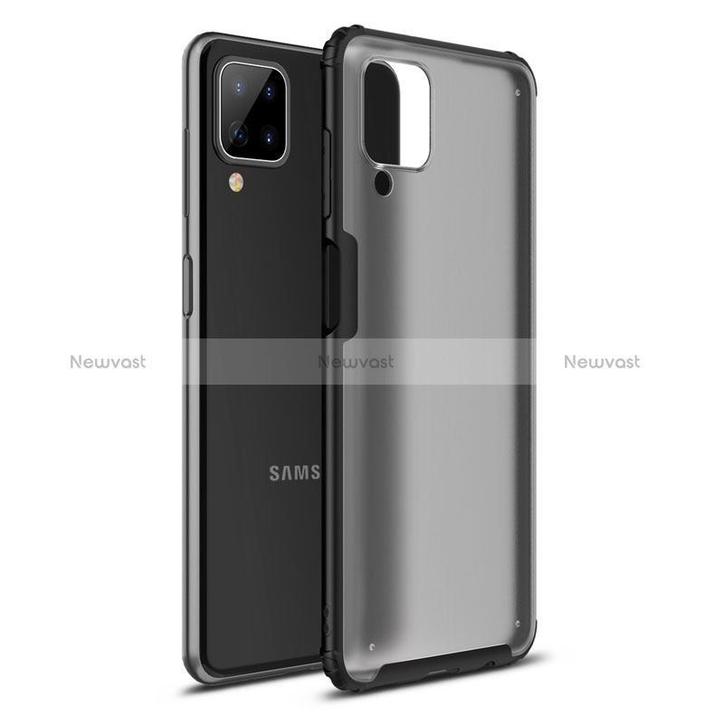 Silicone Matte Finish and Plastic Back Cover Case U01 for Samsung Galaxy A12 5G Black