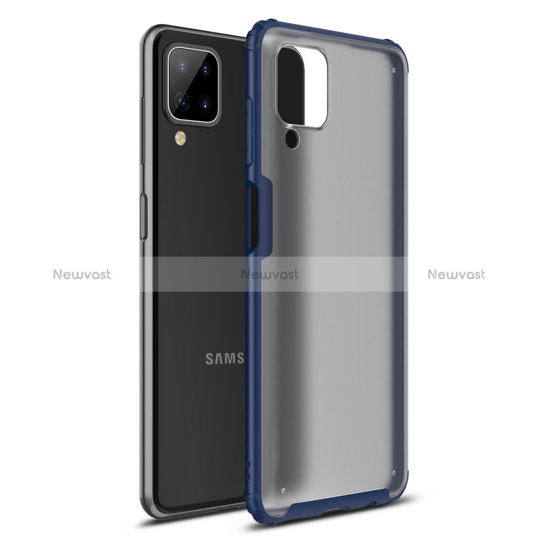 Silicone Matte Finish and Plastic Back Cover Case U01 for Samsung Galaxy A12 5G Blue