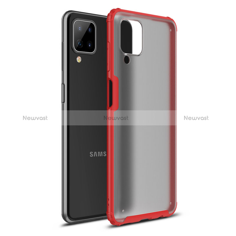 Silicone Matte Finish and Plastic Back Cover Case U01 for Samsung Galaxy A12 5G Red