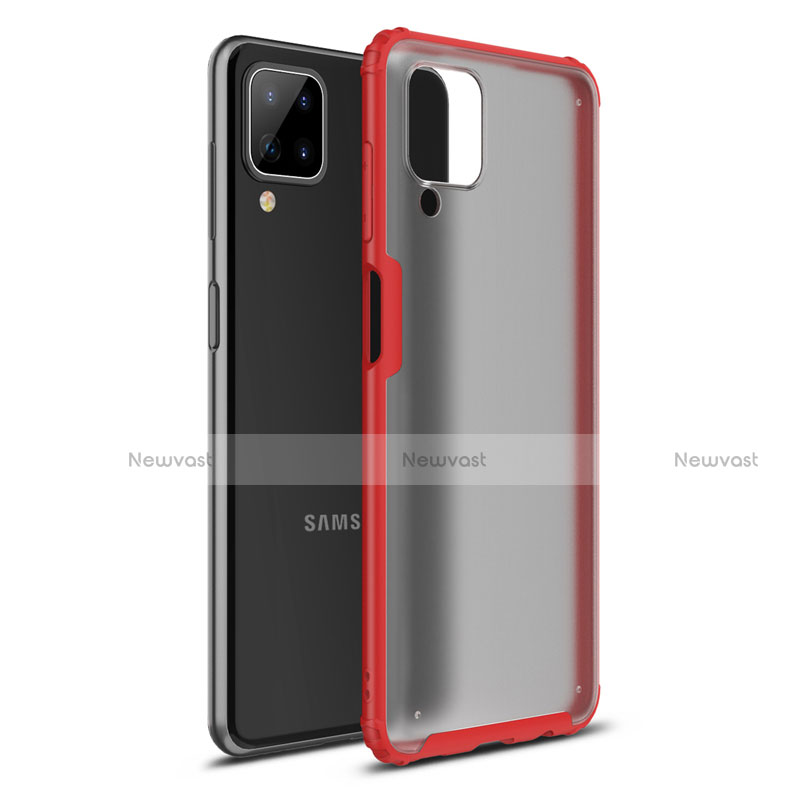 Silicone Matte Finish and Plastic Back Cover Case U01 for Samsung Galaxy A12 Red