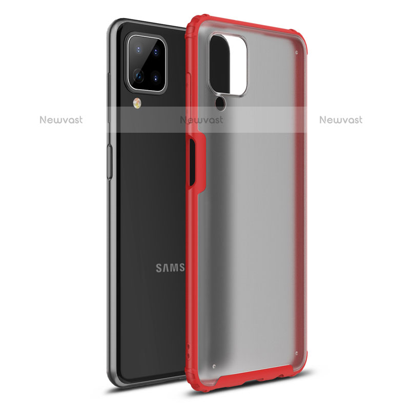 Silicone Matte Finish and Plastic Back Cover Case U01 for Samsung Galaxy F12 Red