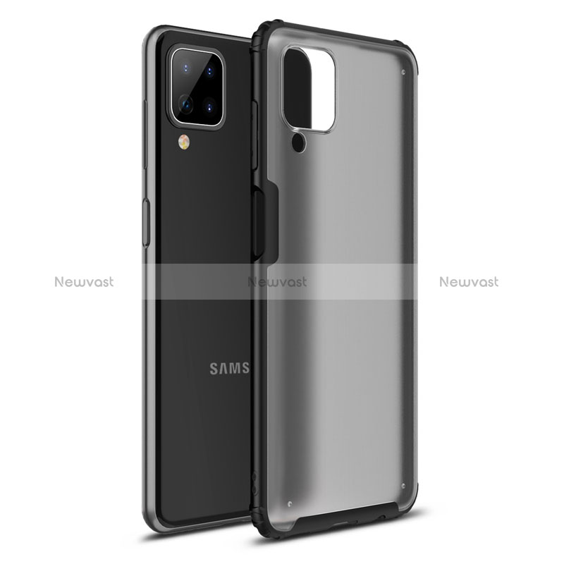 Silicone Matte Finish and Plastic Back Cover Case U01 for Samsung Galaxy M12 Black