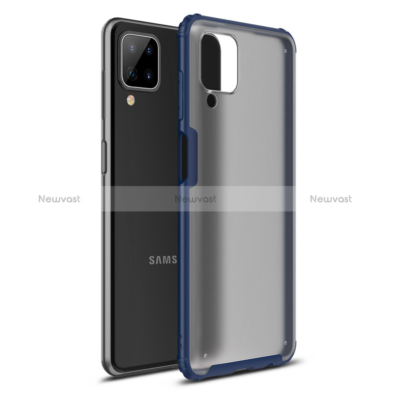 Silicone Matte Finish and Plastic Back Cover Case U01 for Samsung Galaxy M12 Blue