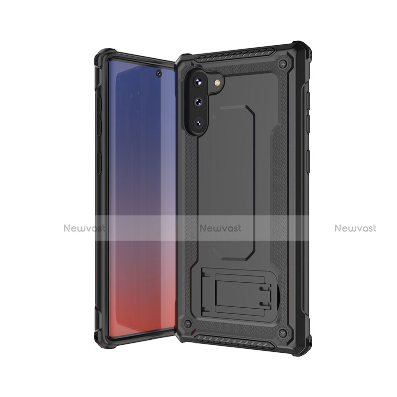 Silicone Matte Finish and Plastic Back Cover Case U01 for Samsung Galaxy Note 10 Black