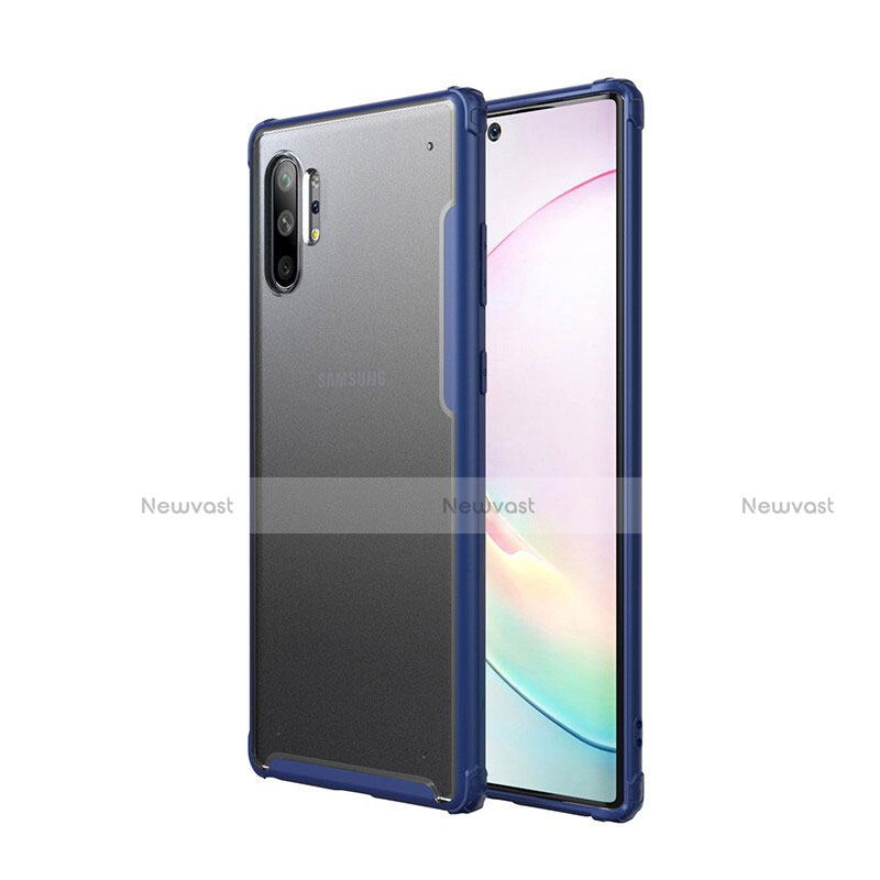 Silicone Matte Finish and Plastic Back Cover Case U01 for Samsung Galaxy Note 10 Plus 5G Blue