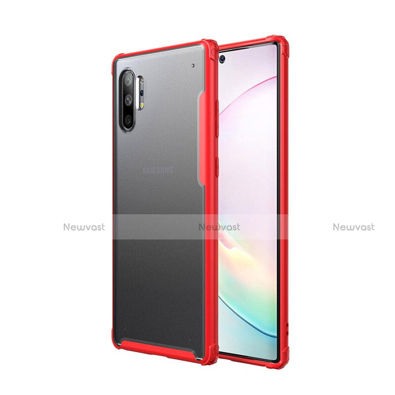 Silicone Matte Finish and Plastic Back Cover Case U01 for Samsung Galaxy Note 10 Plus 5G Red