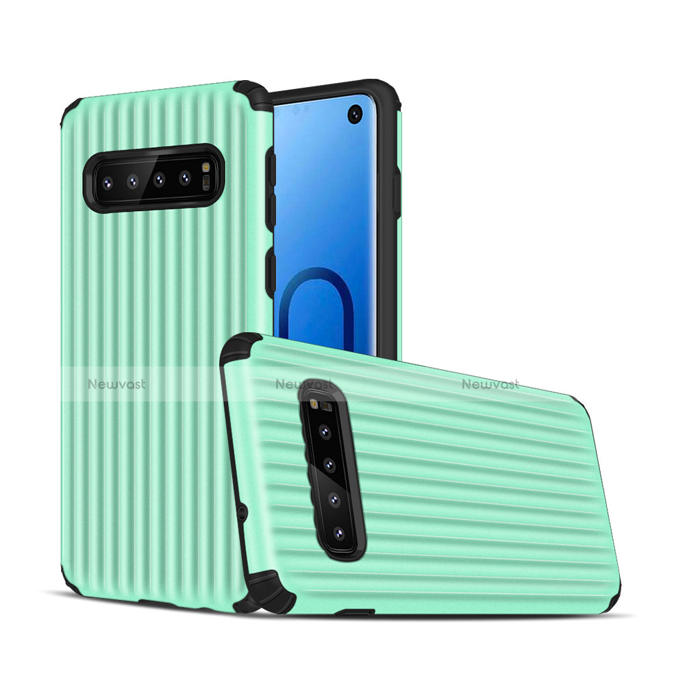 Silicone Matte Finish and Plastic Back Cover Case U01 for Samsung Galaxy S10 5G Green