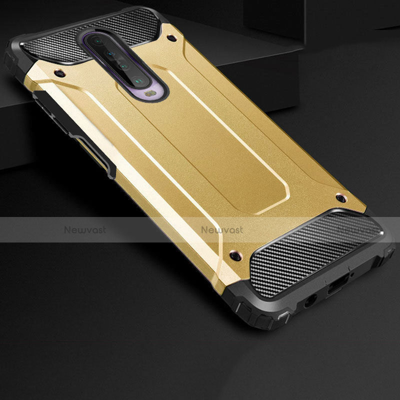 Silicone Matte Finish and Plastic Back Cover Case U01 for Xiaomi Poco X2 Gold