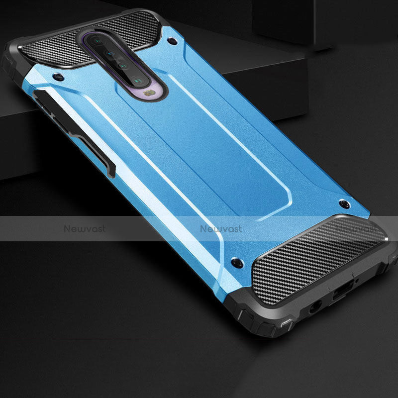 Silicone Matte Finish and Plastic Back Cover Case U01 for Xiaomi Poco X2 Sky Blue