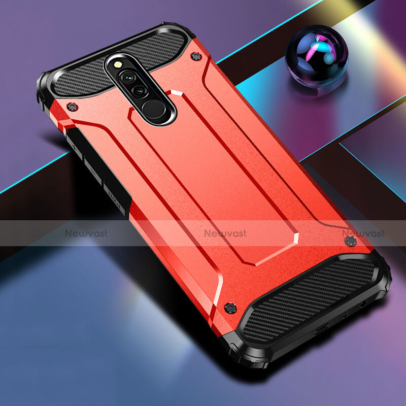 Silicone Matte Finish and Plastic Back Cover Case U01 for Xiaomi Redmi 8 Red