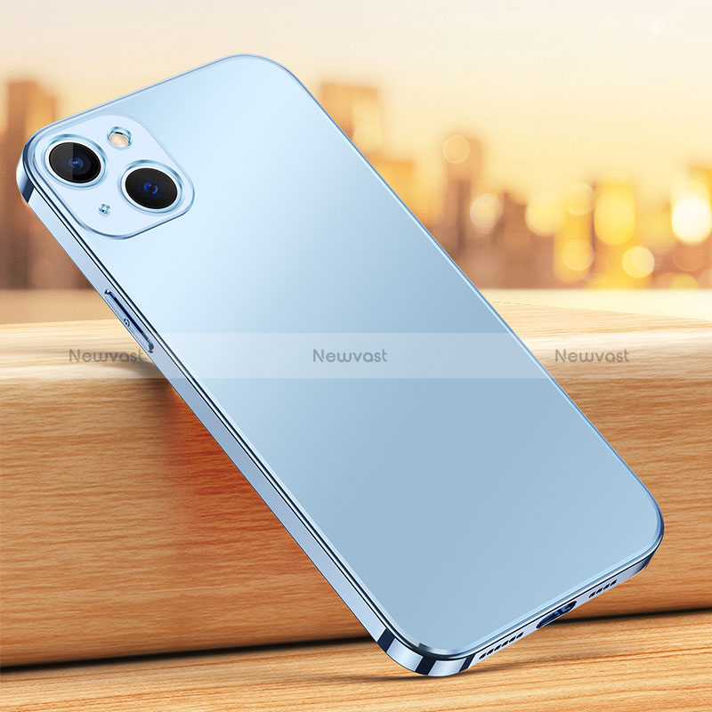 Silicone Matte Finish and Plastic Back Cover Case U02 for Apple iPhone 15 Plus Blue