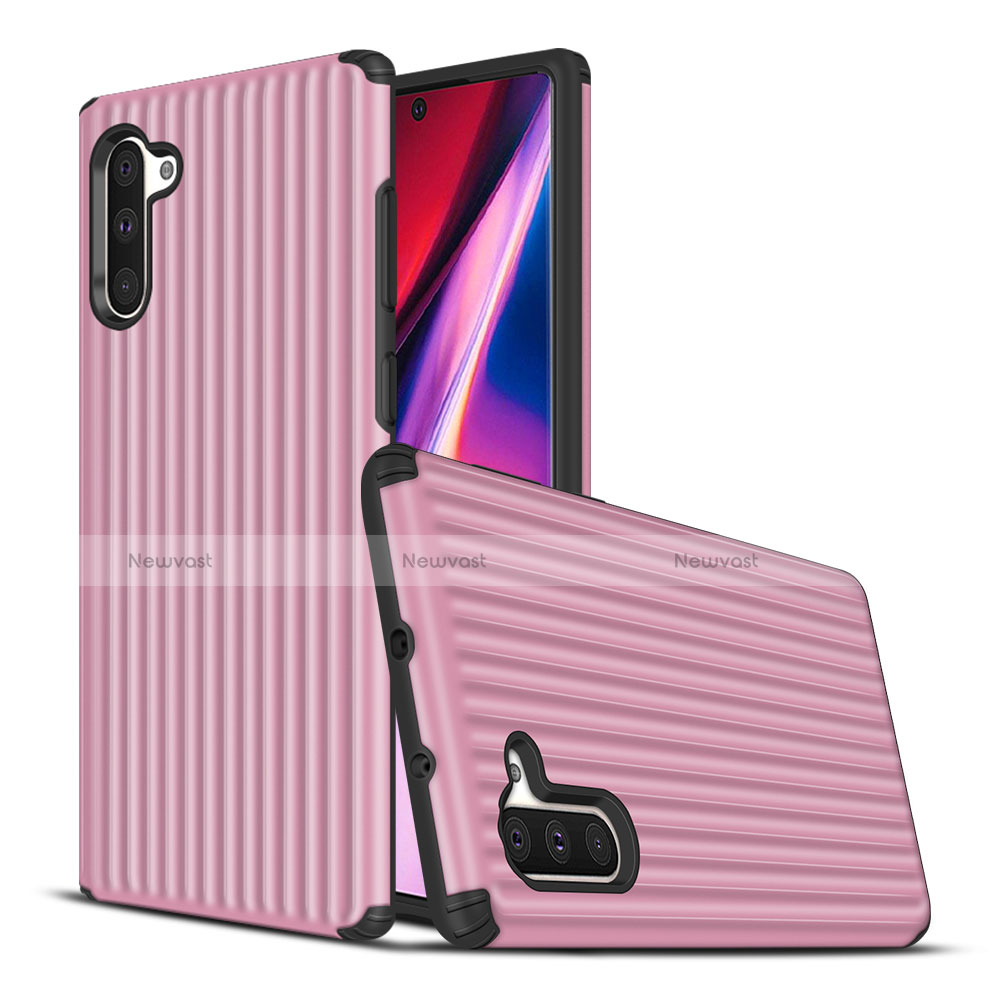 Silicone Matte Finish and Plastic Back Cover Case U02 for Samsung Galaxy Note 10 Pink