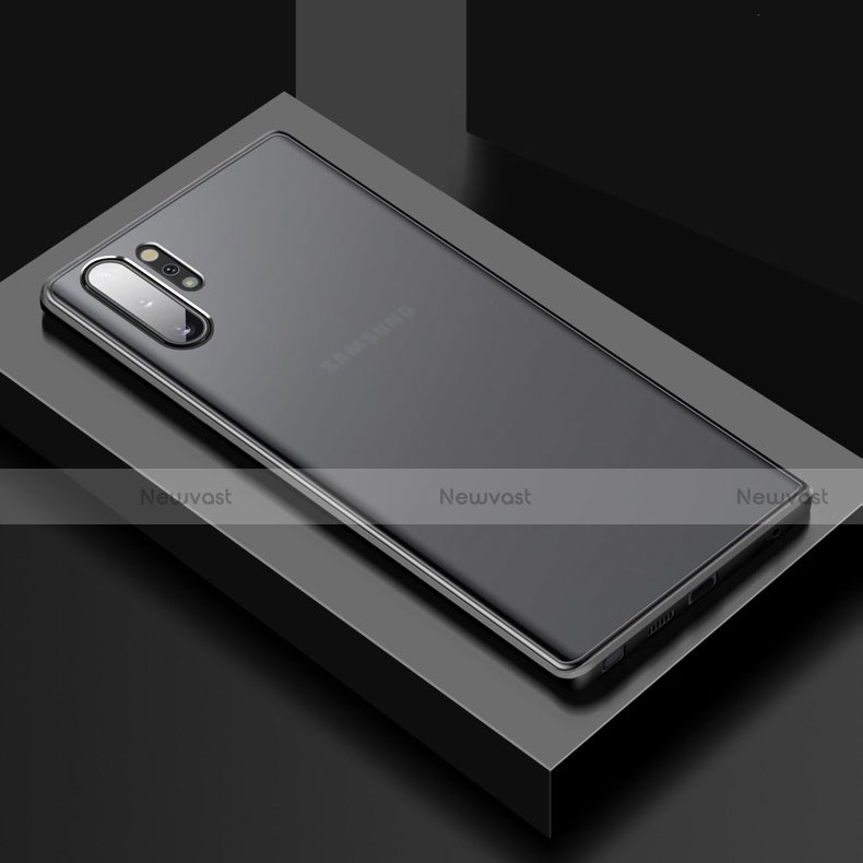 Silicone Matte Finish and Plastic Back Cover Case U02 for Samsung Galaxy Note 10 Plus Black
