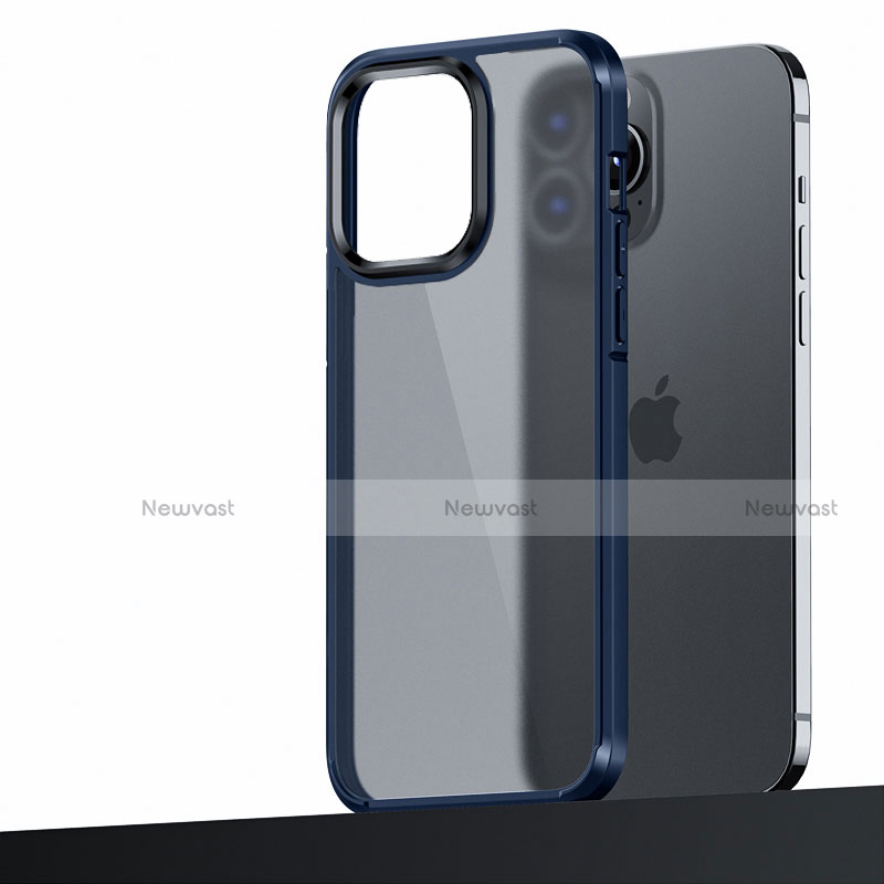 Silicone Matte Finish and Plastic Back Cover Case U04 for Apple iPhone 14 Pro Blue