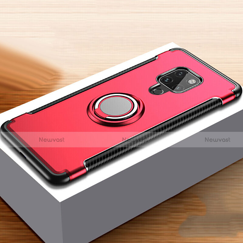 Silicone Matte Finish and Plastic Back Cover Case with Finger Ring Stand for Huawei Mate 20